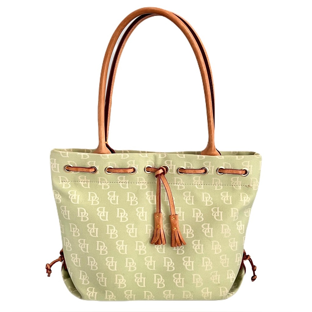 Dooney & Bourke Green Signature Canvas Tassel Shoulder Bag